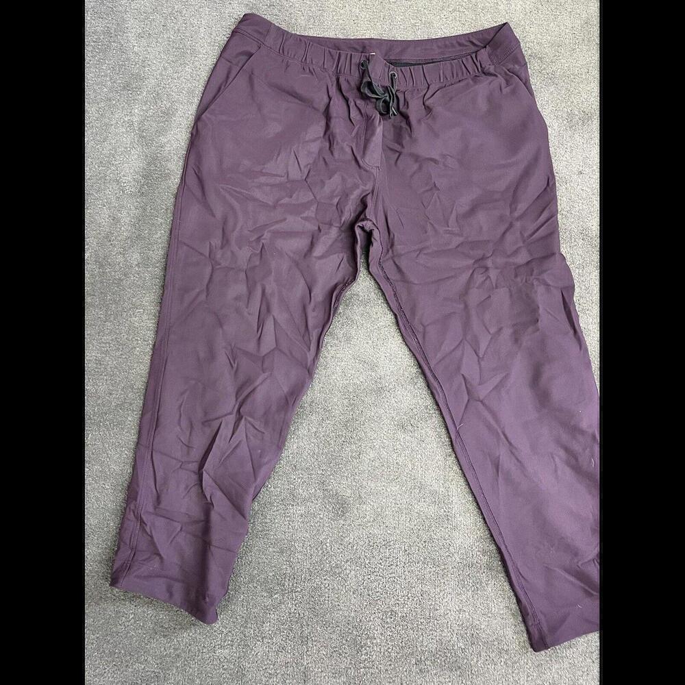 Lululemon Womens Pants Sz 12 Black Stretch Mid Rise Elastic Casual Purple